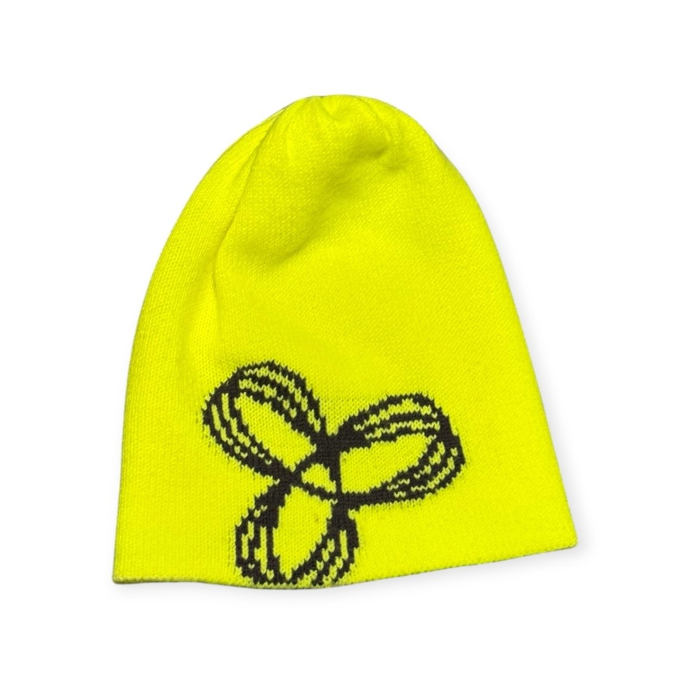Aritzia TNA Knit Beanie Toque Neon Yellow Purple Logo Winter Gear Streetwear Fun